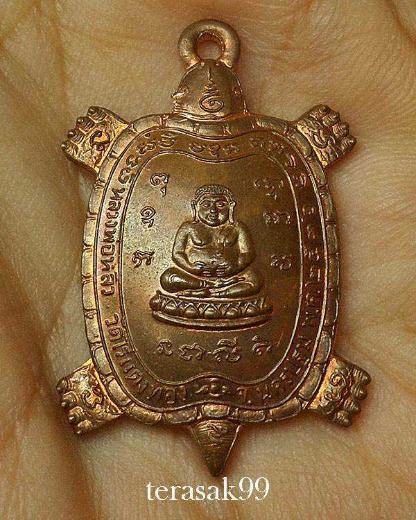 เหรียญพญาเต่าเรือน หลวงพ่อหลิว วัดไร่แตงทอง รุ่นไตรมาส ปี2536 เนื้อทองแดงสวยๆ องค์ที่2