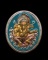 เหรียญพระพิฆเนศวร์ จัดสร้างโดยกรมศิลปากร ปี ๒๕๔๗ เนื้อทองแดงชุบสีเงินลงยาสามกษัตริย์พื้นสีฟ้า
