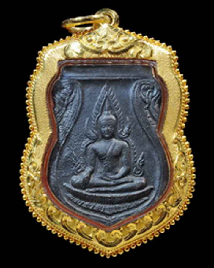 พระพุทธชินราช รุ่นอินโดจีน ปี2485 เนื้อทองแดง บัตรรับรองสภาพสวย พร้อมเลี่ยมทองยกซุ้มสวยๆหนาๆสวยวิ้งๆ - 1
