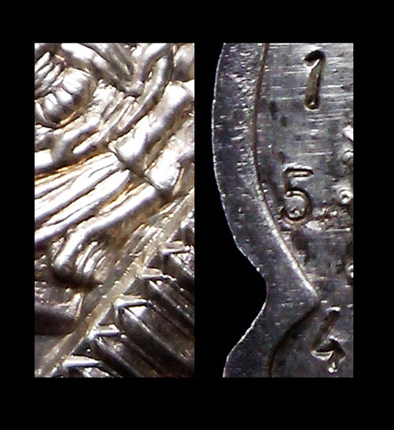 เหรียญเสมา นั่งพานชนะมาร หลวงพ่อคูณ ปริสุทโธ วัดบ้านไร่ เนื้อเงิน บล็อกทองคำ หมายเลขต้นๆ 154 - 4