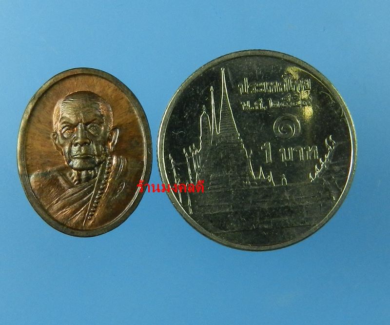 เหรียญเม็ดแตง หลวงปู่หมุน  วัดบ้านจาน รศ.232 รุ่น 119 ปี เนื้อทองแดงรมดำ No.9295 - 3