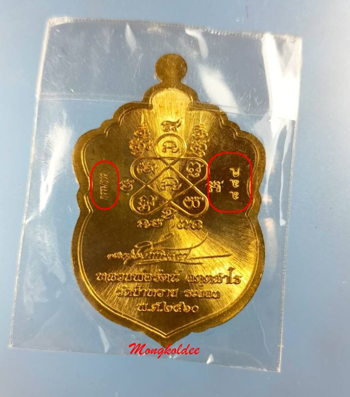 เหรียญเสมาหัวเสือ รุ่นแรก หลวงพ่อรัตน์ วัดป่าหวาย เนื้อสัตะโลหะลงยาสีธงชาติ No.885 - 4