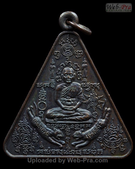 ปี 2524 เหรียญสามเหลี่ยมเสือคู่ หลวงพ่อคง วัดวังสรรพรส (4.เนื้อทองแดง)