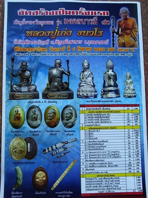  เปิดจอง วัตถุมงคล รุ่น มงคลบารมี 90 หลวงปู่เก่ง ธนวโร วัดนาแก สายมหาปราบศิษย์พระครูวิโรจน์รัตนโนบล