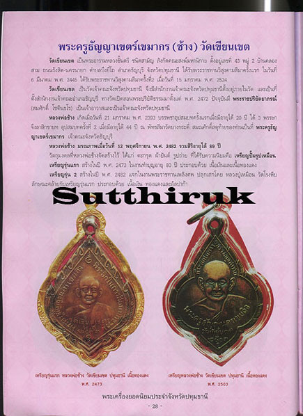 หนังสือ พระเครื่องยอดนิยมประจำจังหวัด ปทุมธานี