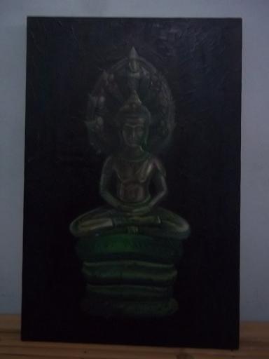 ภาพเขียนสีน้ำมันปางนาคปรก สวยๆ