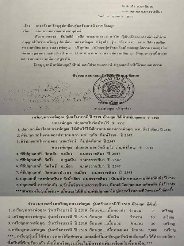 เหรียญหลวงพ่อคูณ วัดบ้านไร่ รุ่นสร้างบารมี 19 ย้อนยุค โค๊ด คปร นิยม สภาพสวย