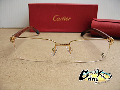 กรอบแว่นตา Cartoer (02) ครึ่งกรอบสีทอง ขาสปริง สวย หรูมากค่ะ พร้อมกล่อง ผ้าเช็ดแว่น