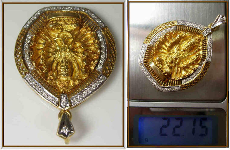 จึ้ทองคำล้อมเพชร พระโพธิสัตว์ เจ้าแม่กวนอิม ปางพันมือ ทองคำ22กรัม เพชร0.96กะรัต (ปิดถูกกว่าในห้าง)