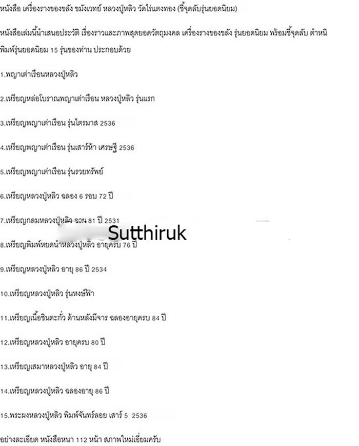 หนังสือ เครื่องรางของขลัง หลวงปู่หลิว ปณฺณโก (ชี้จุดลับ-ตำหนิพิมพ์)