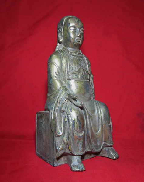  งานเก่า ศิลป์โบราณ เจ้าพ่อเสือ ( ตั่วเล่าเอี้ย ) หล่อด้วยโล หะ ขนาดฐานก ว้าง 5 นิ้ว สูง 9.5 นิ้ว 