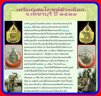 เหรียญในหลวง พระราชินี สมโภชช้างเผือก 3 เชือก เพชรบุรี ปี พ.ศ.2521 เนื้อเงิน บล็อคทองคำนิยม หูช้างมี