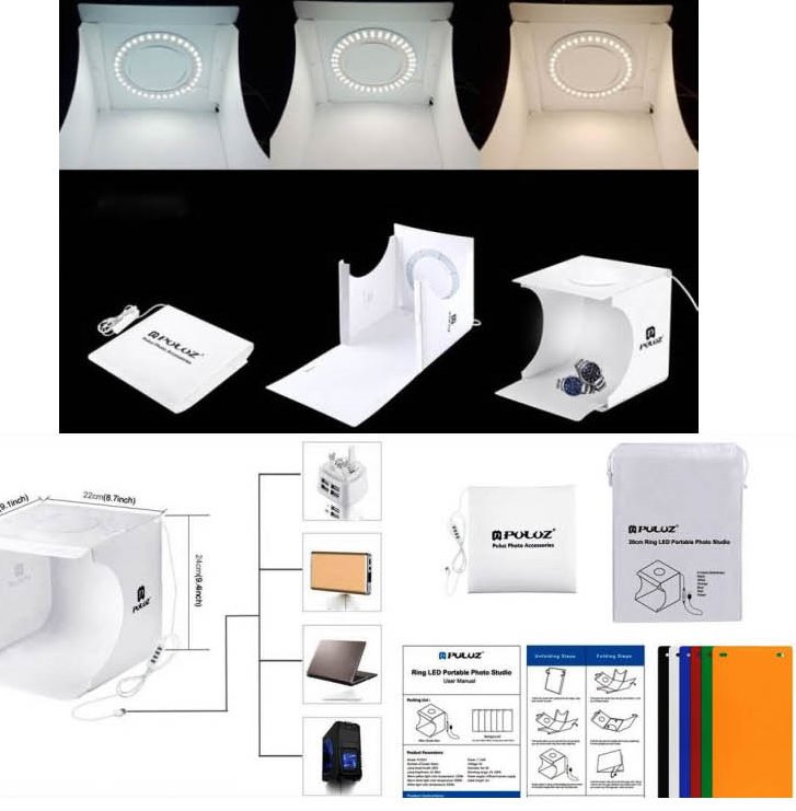 Puluz photo Light Box กล่องถ่ายภาพ พระเครื่อง และสินค้าอื่นๆ พับเก็บได้ เคาะเดียว