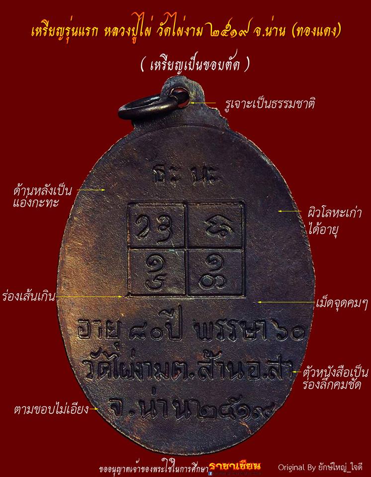 เหรียญหลวงปู่ไผ่ รุ่นแรก ปี 2519 วัดไผ่งาม ต.ส้าน อ.เวียงสา จ.น่าน