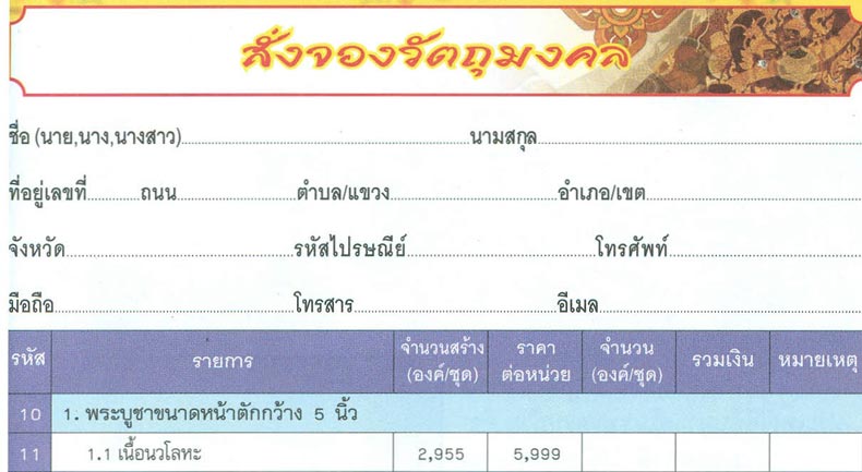 ขายขาดทุน!!!พระบูชา ลพ.โสธรเนื้อนวะโลหะ(รุ่นแรก)เบญจนวมงคลหน้าตัก ๕ นิ้วจากวัดโสธรฯ แปดริ้ว*130