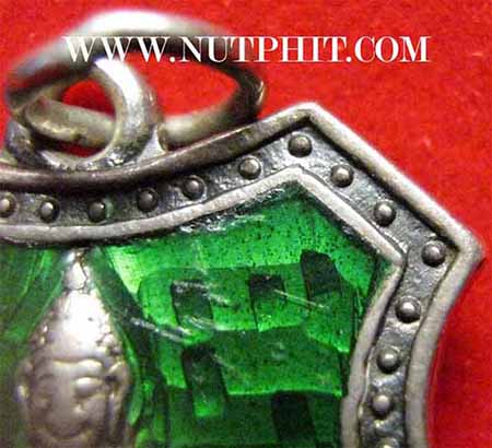 พระพุทธโสธร เนื้อเงินลงยาสีเขียว พ.ศ.๒๔๙๗+บัตรรับรองพระแท้*270