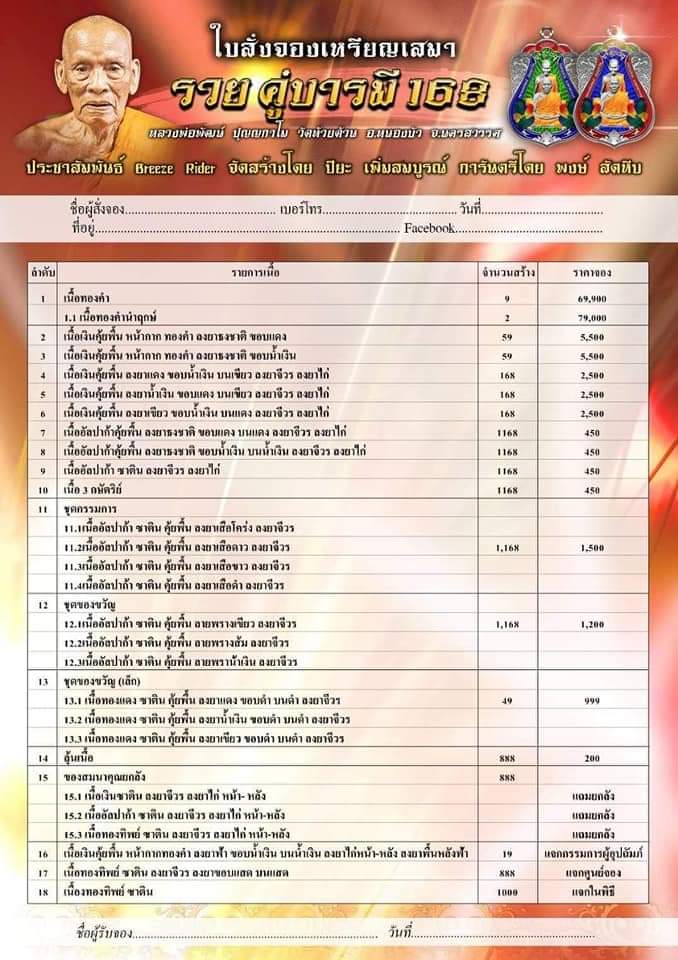หลวงพ่อพัฒน์ ปุญฺญกาโม วัดห้วยด้วน จ.นครสวรรค์ รุ่น เหรียญเสมา รุ่นรวยคุ่บารมี 168 แยกชุดของขวัญ