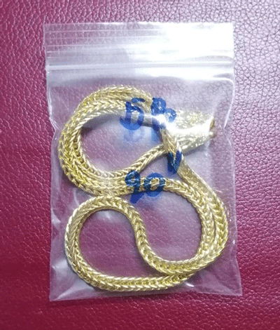 !!!!วัดใจเคาะเดียว ขนาด 5 บาท!!!!สร้อยคอชุบเศษทอง ลายสี่เสา เส้นใหญ่ๆ มังกร 2 หัว ไม่ลอกไม่ดำ