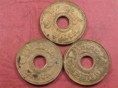 เหรียญทองแดงตราอุณาโลม-พระแสงจักรราคา 1 สตางค์ 3 เหรียญ ราคาถูกพร้อมค่าส่ง