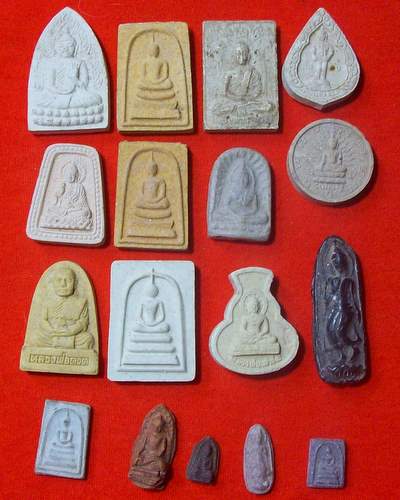 (*p*)4 ***พระแท้ ผง,ว่าน,ดิน (รับประกัน)*** 17 องค์ แดง 144 บาท