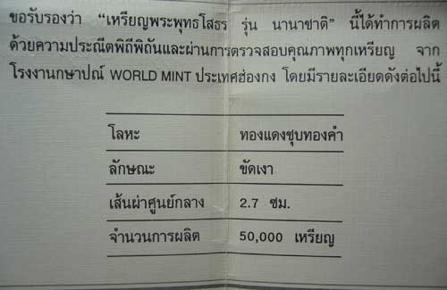 เหรียญหลวงพ่อโสธร เนื้อทองแดงชุบทอง ขัดเงา ปี 2537