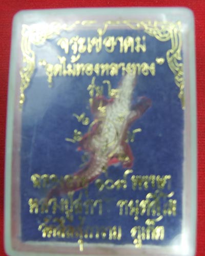 จระเข้ หลวงปู่สุภา วัดสีลสุภาราม อุดไม้ทองหลางทองเนื้อเงิน รุ่น2 จ.ภูเก็ต พร้อมกล่อง