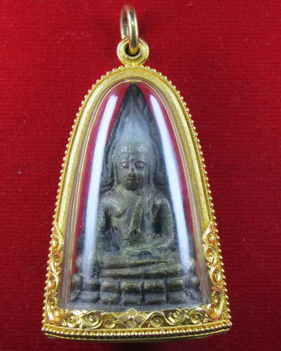 พระพุทธชินราชอินโดจีน สังฆาฎิสั้น ปี 2485 ตอกโค๊ต เลี่ยมทอง พร้อมใช้