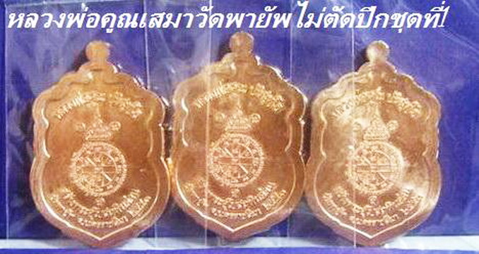 หลวงพ่อคูณเสมาวัดพายัพเนื้อทองแดง3เหรียญไม่ตัดปีก