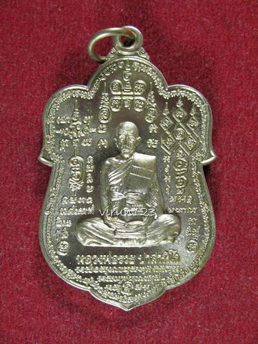 เหรียญใบเสมาใหญ่ เนื้อทองขาว รุ่น รวย89ไตรมาส หลวงพ่อรวย วัดตะโก ปี53 24-2