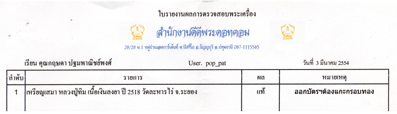 สุดยอดปรารถนา  เสมาหลวงปู่ทิมเนื้อเงินลงยาสีเดียว โค๊ตเลข 3 + ทองหนา ๆ