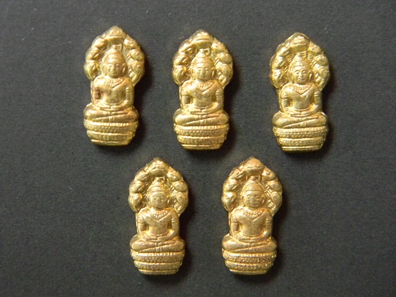 พระนาคปรกจ้อยเนื้อทองเหลือง 5 องค์ ลพ.สาคร วัดหนองกรับ ( ชุดที่ 4 ) ราคาเบาๆๆๆครับ