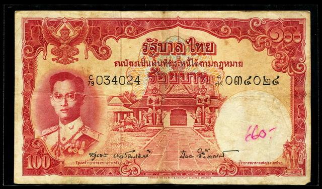ถูกสุด สะดุดใจ...ธนบัตร 100 บาท รัชกาลที่ 9 โทมัส แบบที่ 9 ลายเซ็นต์ป๋วย - สุนทร รวม 2 ใบ
