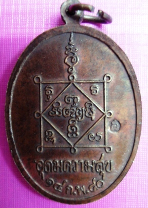 เหรียญอุดมความสุข หลวงปู่คำพันธ์ เนื้อทองแดงผิวไฟ (โค๊ตหลังครับหายาก)