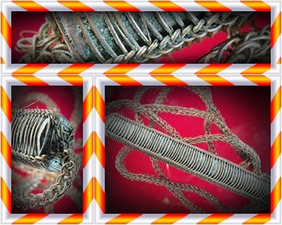ตะกรุดโทนหลวงพ่อผาง ยุดแรกๆถักด้วยลวดสายไฟลายกระดูกงูขนาด 2cmX12cm
