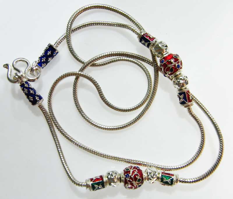 วัดใจที่ 20 บาท สร้อยเงินผสม ลงยาสวยๆ ยาว 23 นิ้ว ห้อยพระได้ 1 องค์ ( 3 )