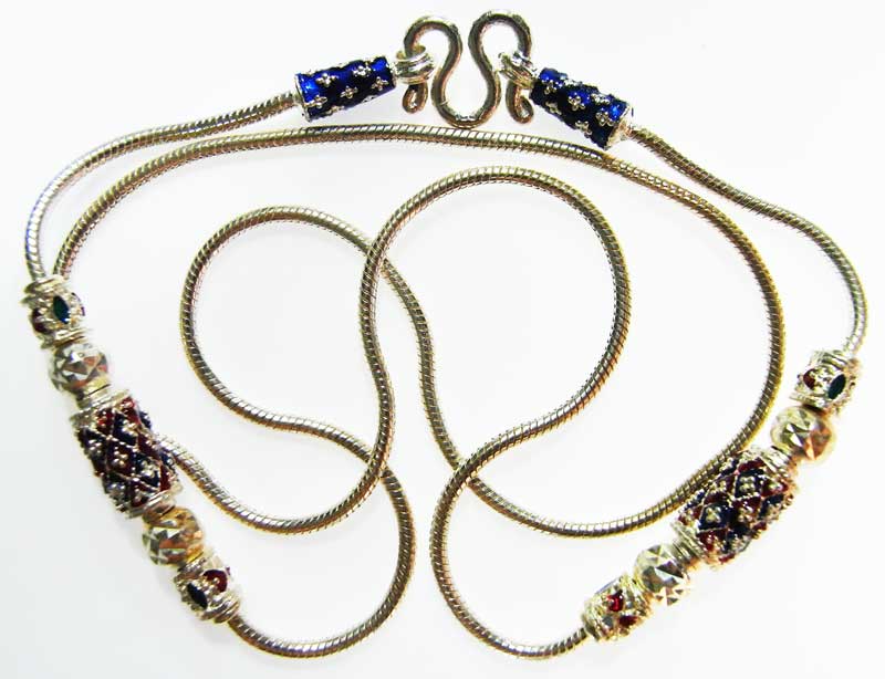 วัดใจที่ 20 บาท สร้อยเงินผสม ลงยาสวยๆ ยาว 23 นิ้ว ห้อยพระได้ 1 องค์ ( 5 )