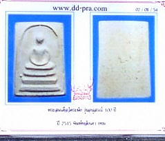 พระสมเด็จวัดระฆัง 100 ปี พิมพ์หลังเต่า (พร้อมบัตรรับประกันพระแท้ ) เนื้อขาวอมเหลือง