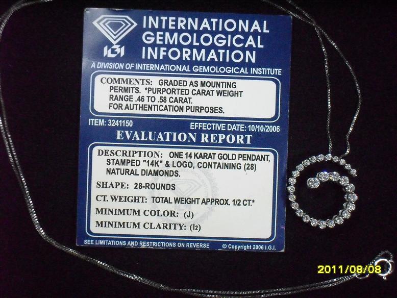 สร้อยทองคำขาว เพชรแท้ 0.5กะรัต พร้อมใบ Cerจาก USA