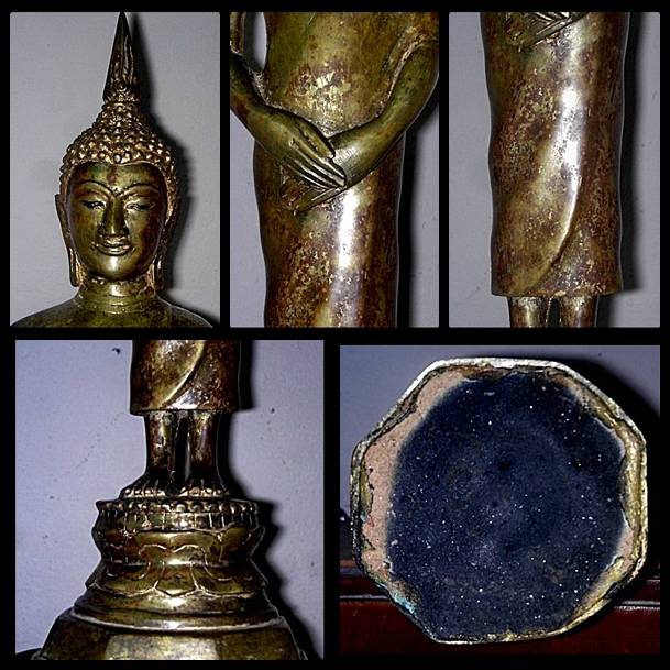 พระบูชารัชกาล ปางทวายเนตร เนื้อทองเหลืองผสม ฐาน 4 นิ้ว สูง 15 นิ้ว สภาพสมบูรณ์ ดินไทยเต็ม ไม่แพงค่ะ