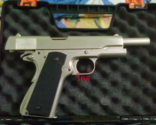 ปืนสั้น ระบบ อัดแก๊สของจีน Tercel'M1911(สีเงิน)สวยสุดๆ+เหล็กทั้งตัว full-metal/military/version.g