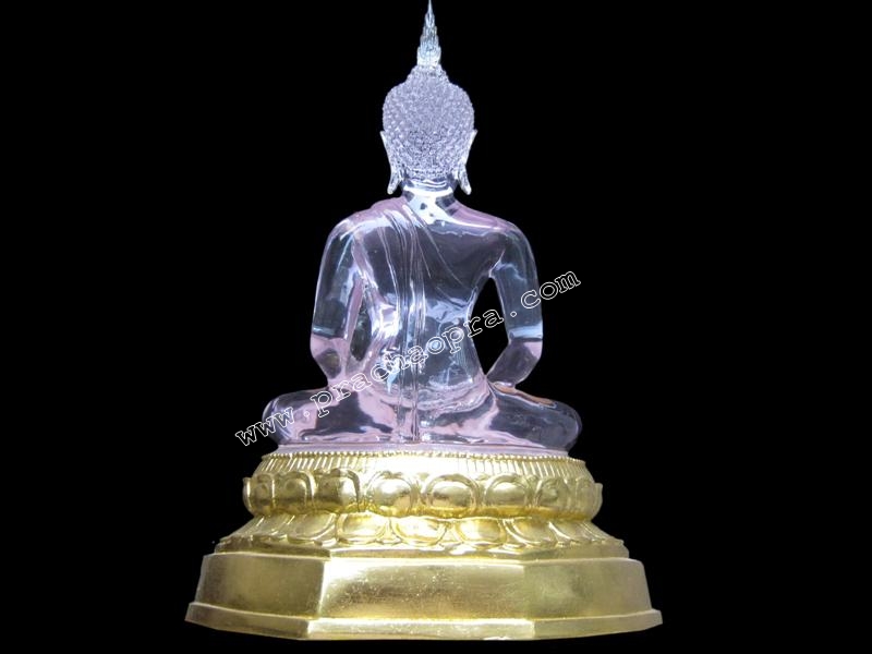 พระแก้วเรซิ่นใส หน้าตัก 9 นิ้ว วัดท่าซุง จ.อุทัยธานี ฐานปิดทอง