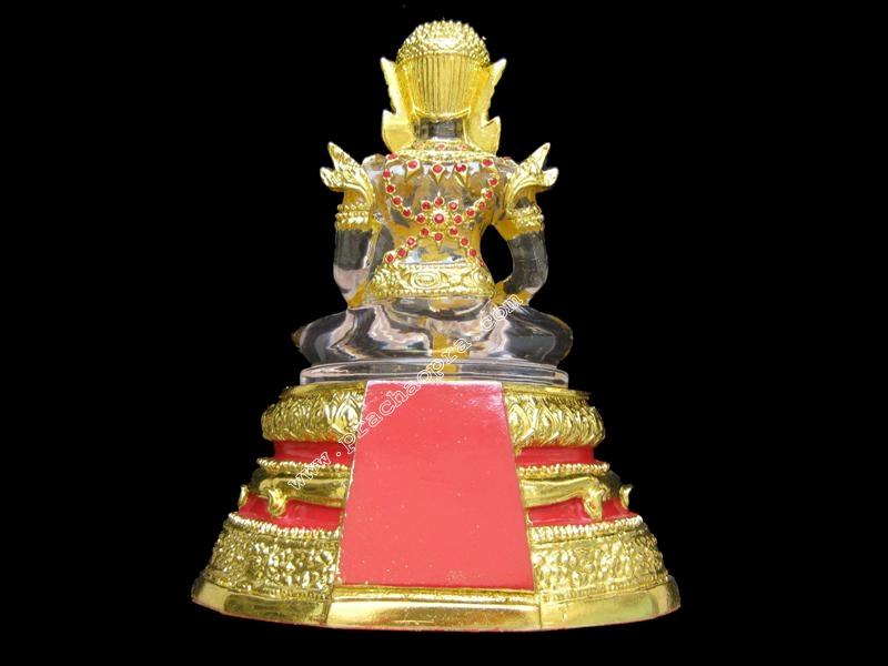 พระแก้วเรซิ่นใสทรงเครื่อง ฤดูร้อน วัดท่าซุง จ.อุทัยธานี ฝังพลอยแดง ปิดทองแท้