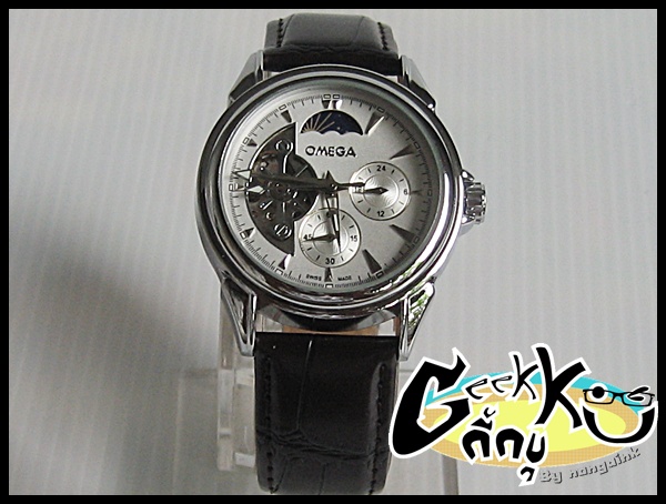นาฬิกา ~~ OMEGA สายหนัง~~หน้าปัดกึ่งเปลือย( นาฬิกาติดเรต R ) ราคาพิเศษ
