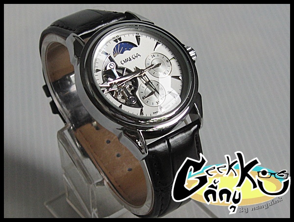 นาฬิกา ~~ OMEGA สายหนัง~~หน้าปัดกึ่งเปลือย( นาฬิกาติดเรต R ) ราคาพิเศษ