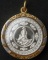 MK "ขุมทรัพย์สี่แผ่นดิน" เหรียญเงิน 2.2ซ.ม.กรอบทองคำ ชุบลายด้วยทองขาว งานจิวเวลลี่. MK.. 