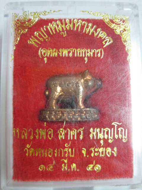 พญาหมูมหามงคล (อุดผงพรายกุมาร) หลวงพ่อสาคร วัดหนองกรับ จ.ระยอง พ.ศ. 2541