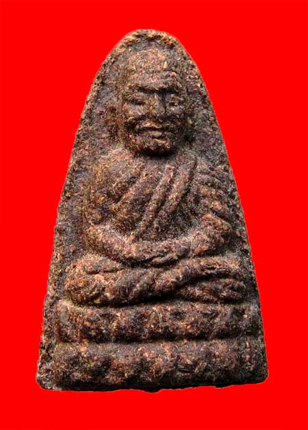 หลวงปู่ทวด พิมพ์เล็ก เนื้อว่านเสน่ห์จันทร์หอม ฝังตะกรุดเงินนารายณ์แลงรูป อ.นอง ปี 37