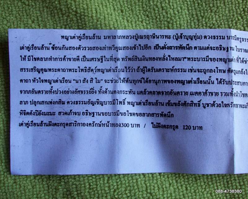 พญาเต่าคู่เรือนล้าน ฝังตะกรุดสาริกาองครักษ์หน้าทอง ลป.เณรฤาษีนารทะ