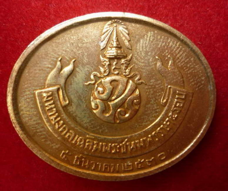 เหรียญพระพุทธไสยยาสน์ ด้านหลัง ภปร (พิมพ์ใหญ่) เนื้อกะหลั่ยทอง ปี ๒๕๓๐