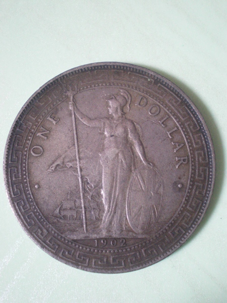 เหรียญกษาปณ์เงิน Britannia Trade Dollar ปี ค.ศ.1902